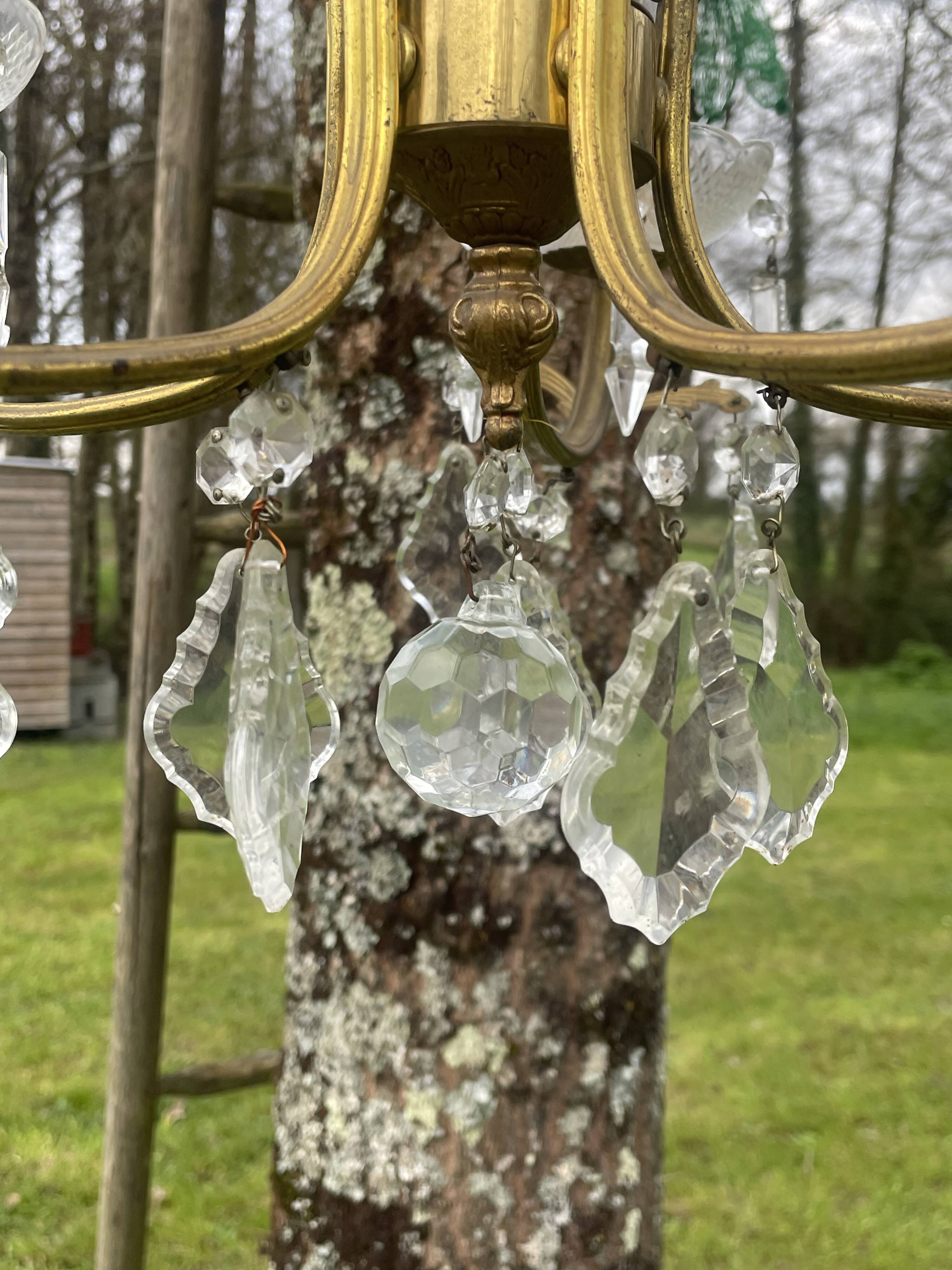 5-light bronze chandelier with glass tassels
