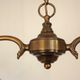 French Mid Century Bronze Billiard Light 2 Cream Amber Round Glass Shades 3921