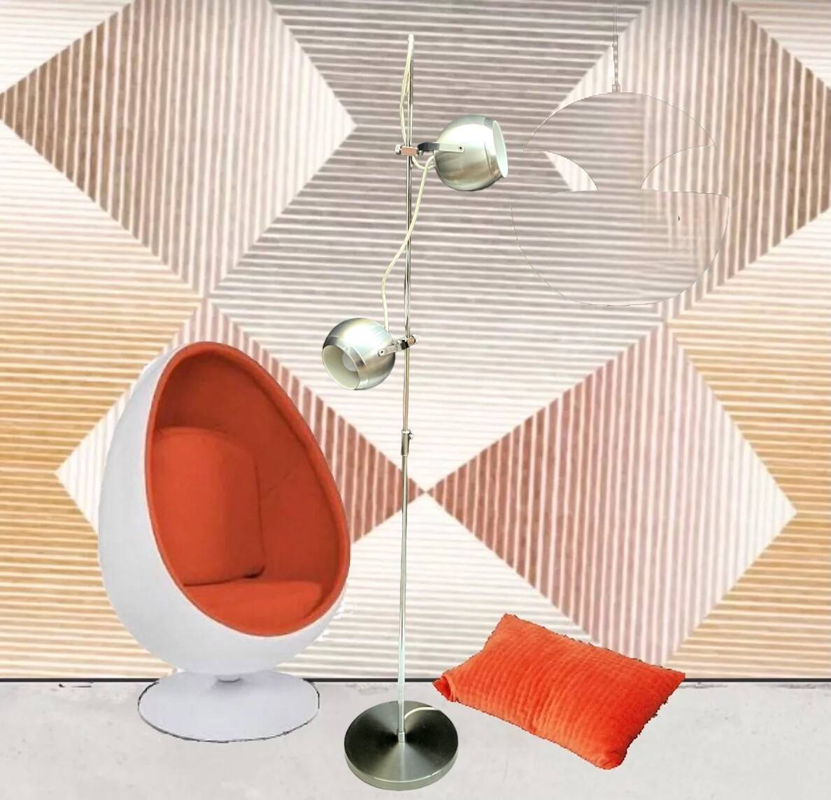 Space age style eye ball floor lamp 70' design Aluminor