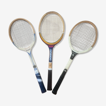 Trio of vintage tennis rackets