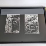 Vintage framed silver prints, petroglyphs of Easter Island, ethnological mission from 1970