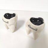 Set of two ceramic Fluocaril advertising ashtrays