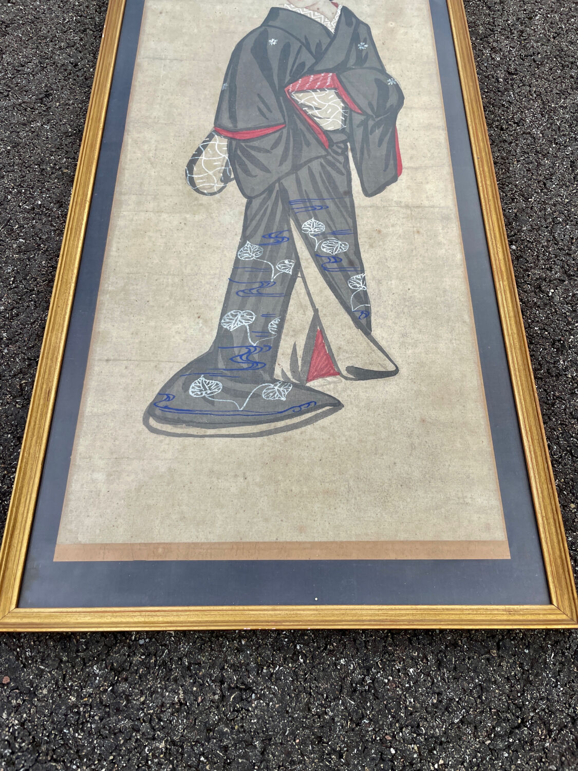Old framed geisha Japanese print