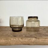 6 small LUMINARC France smoked glass glasses
