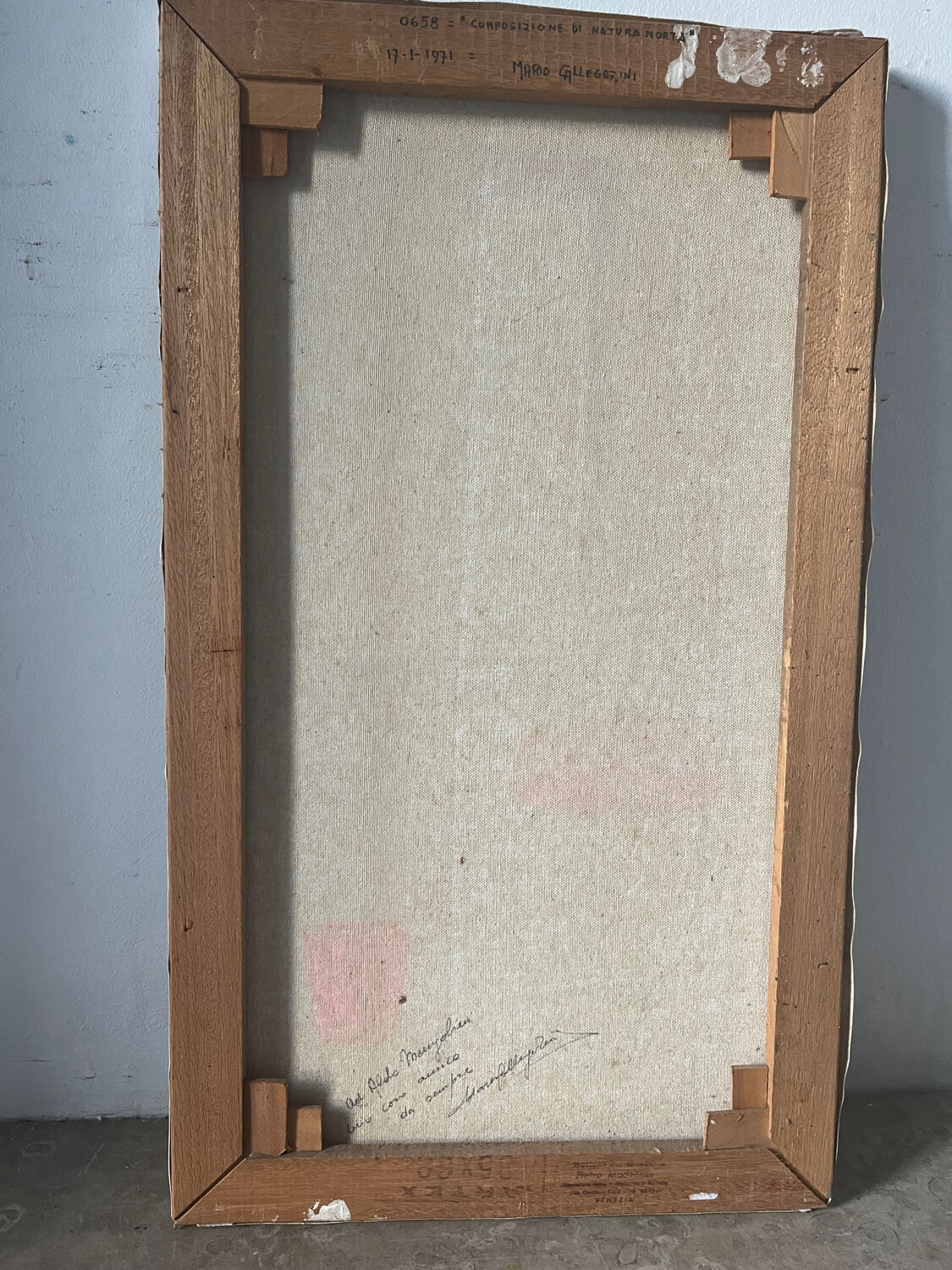 Still life with wine and painting, signed