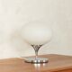 Kaiser Leuchten table lamp, 1970s, space age design, chrome and opal glass