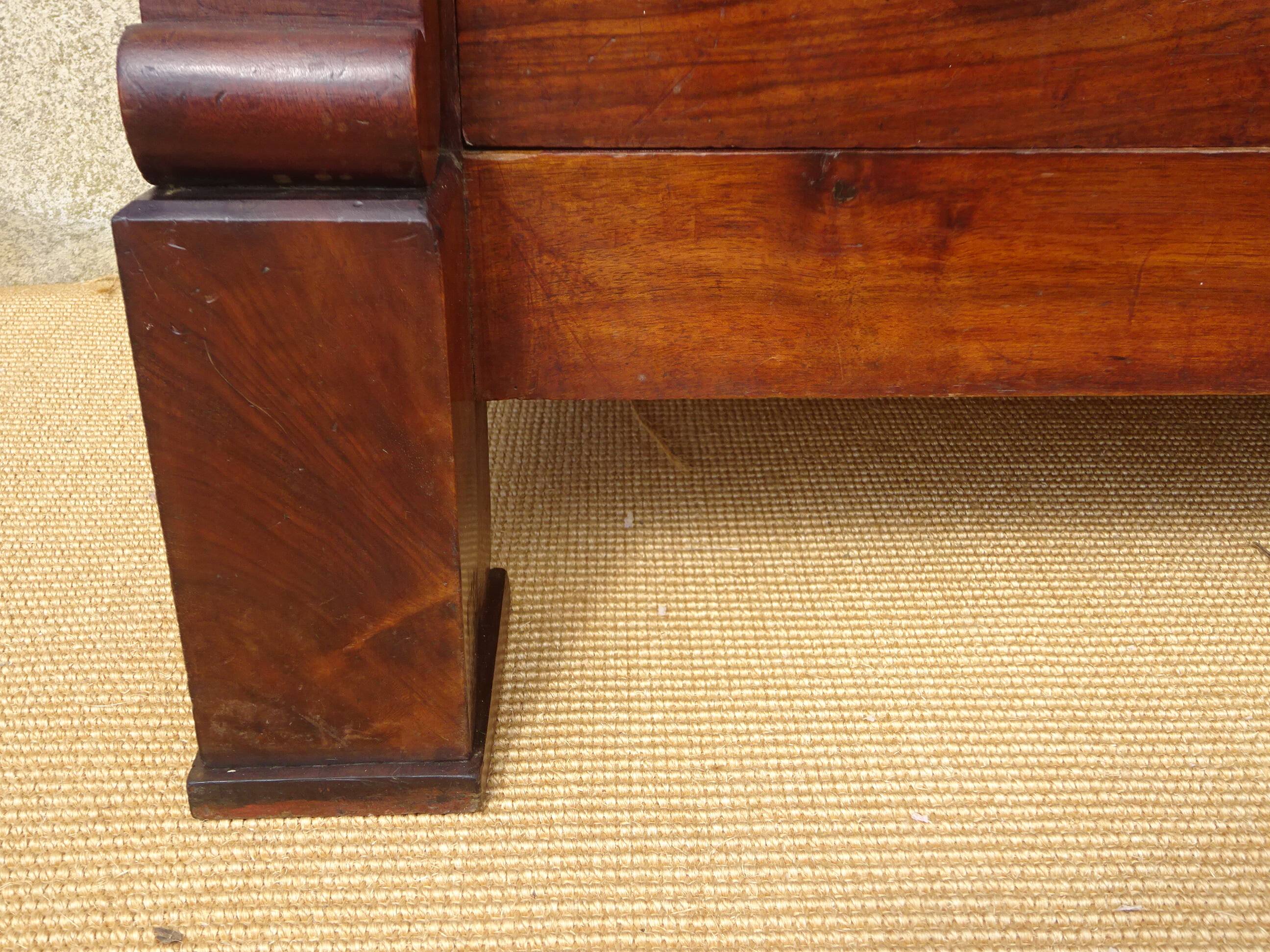 Antique solid walnut chest of drawers with scrolls