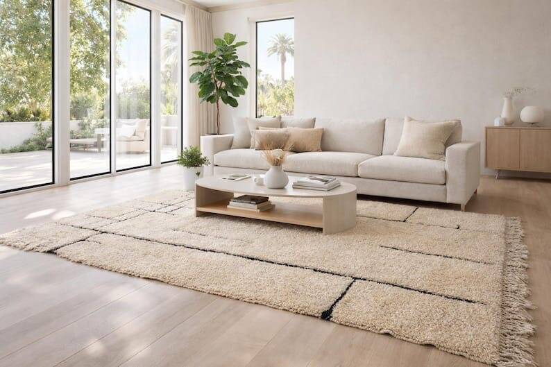 Handmade Beni Ourain Berber rug, size 2/3 m.