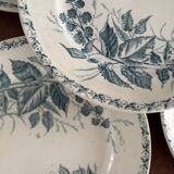 Set of 5 Vintage Badonviller Ironstone Flat Plates – Blackberry Pattern