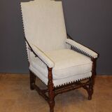 Fauteuil à crémaillère d'époque Louis XIV en noyer