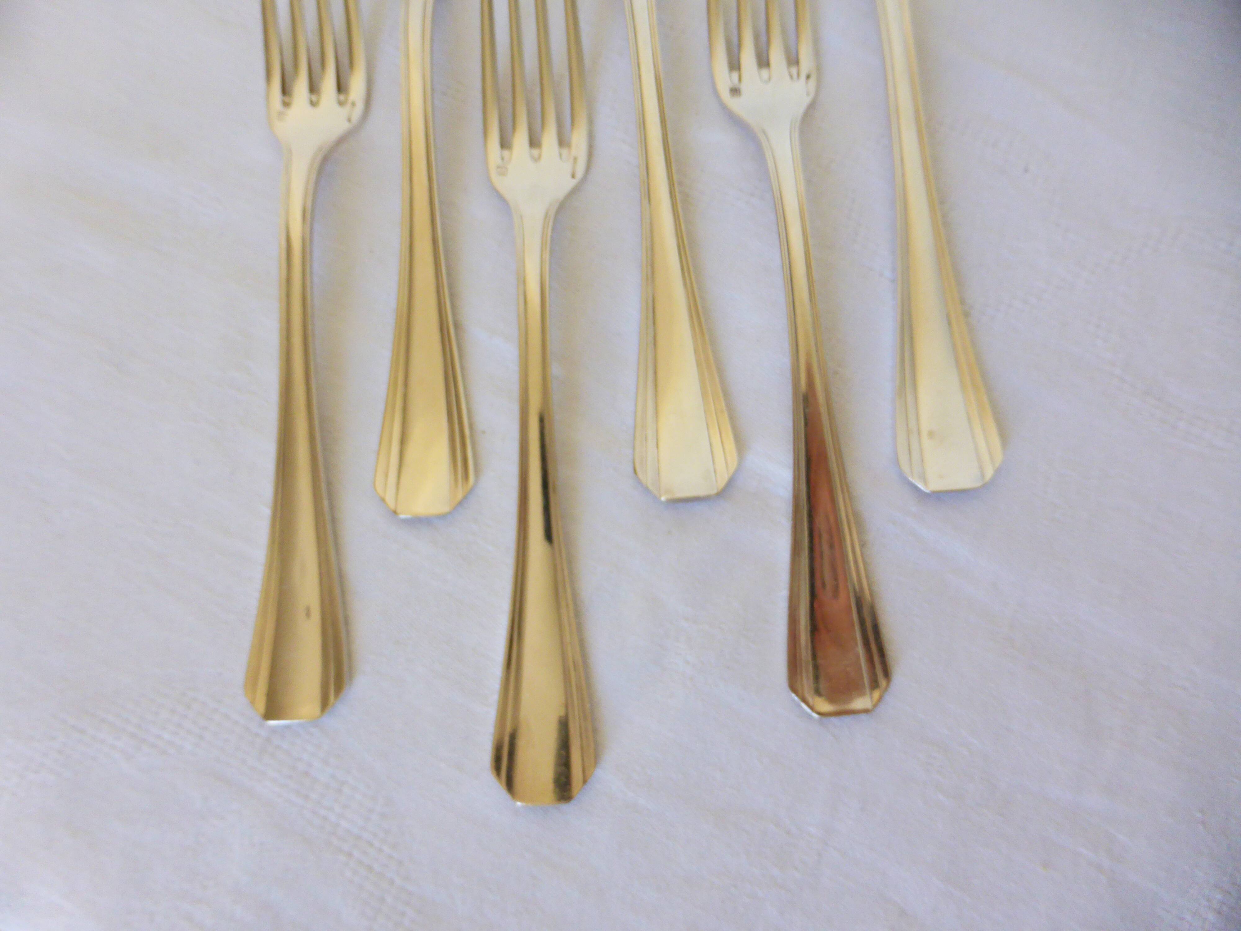 6 Christofle art deco style silver plated forks