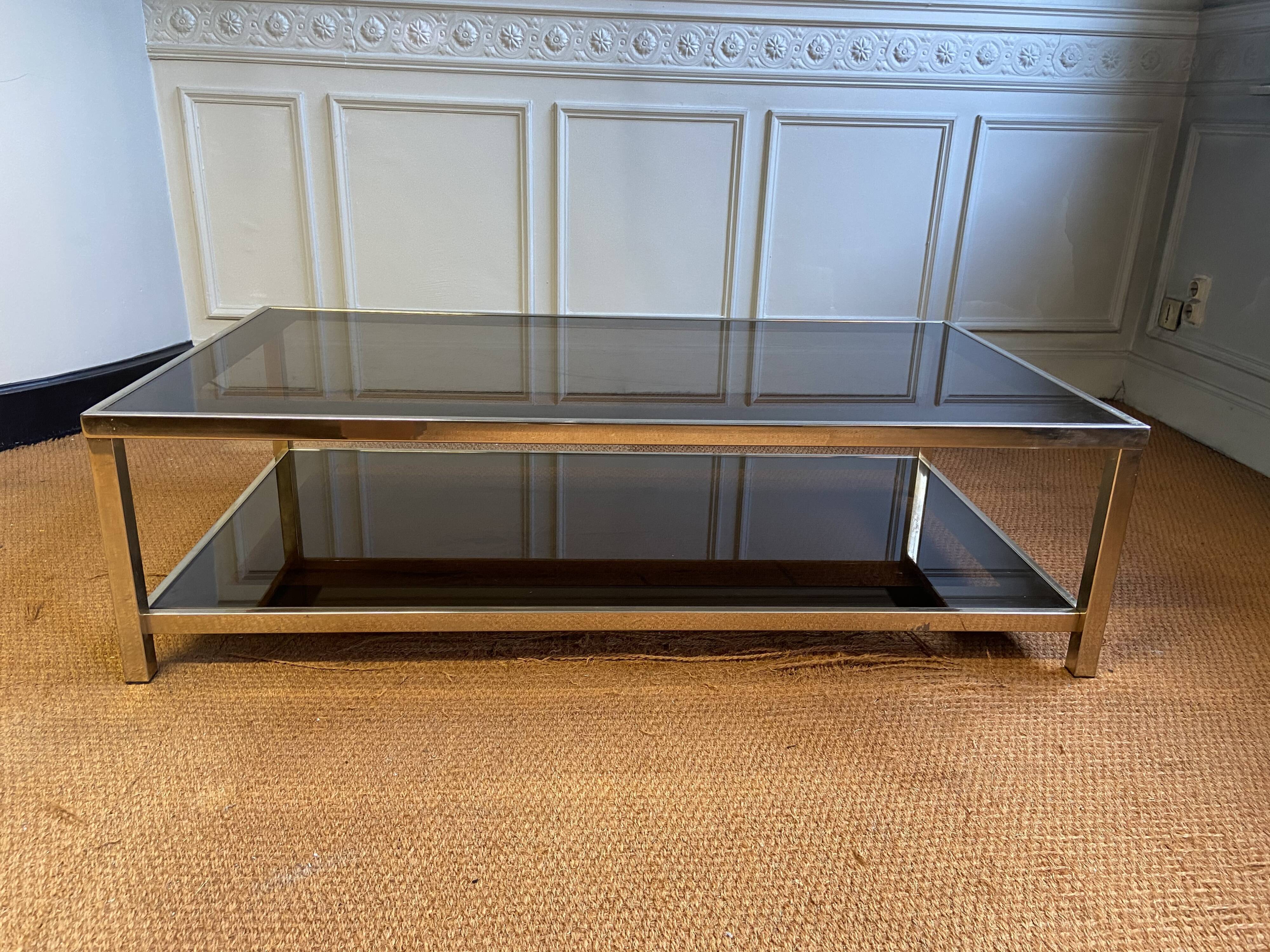 Belgo Chrome gold coffee table at 23K gold, 1970