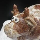 Vache en grès craquelé