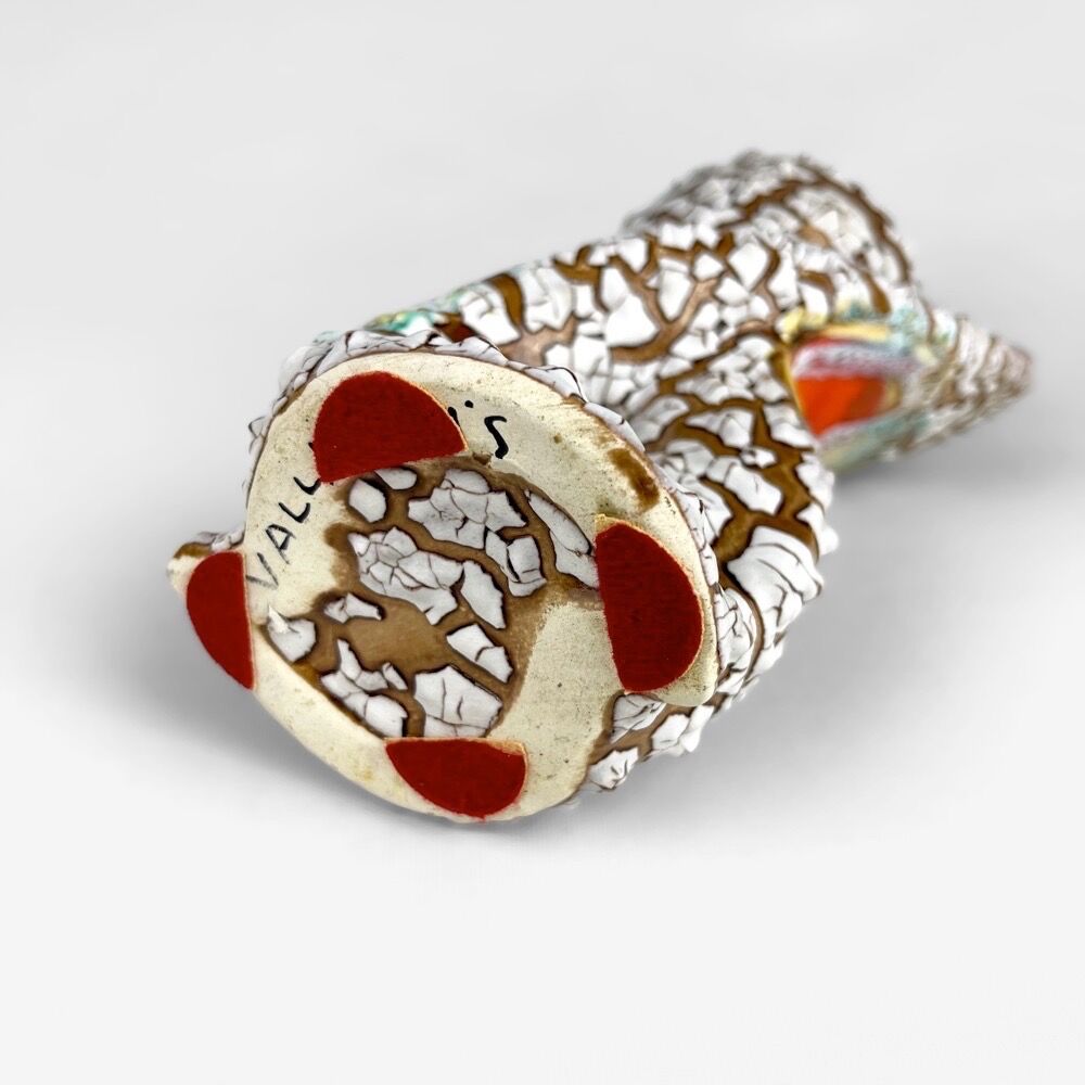 Pair of ceramic vases cracked and flamed Vallauris 70s