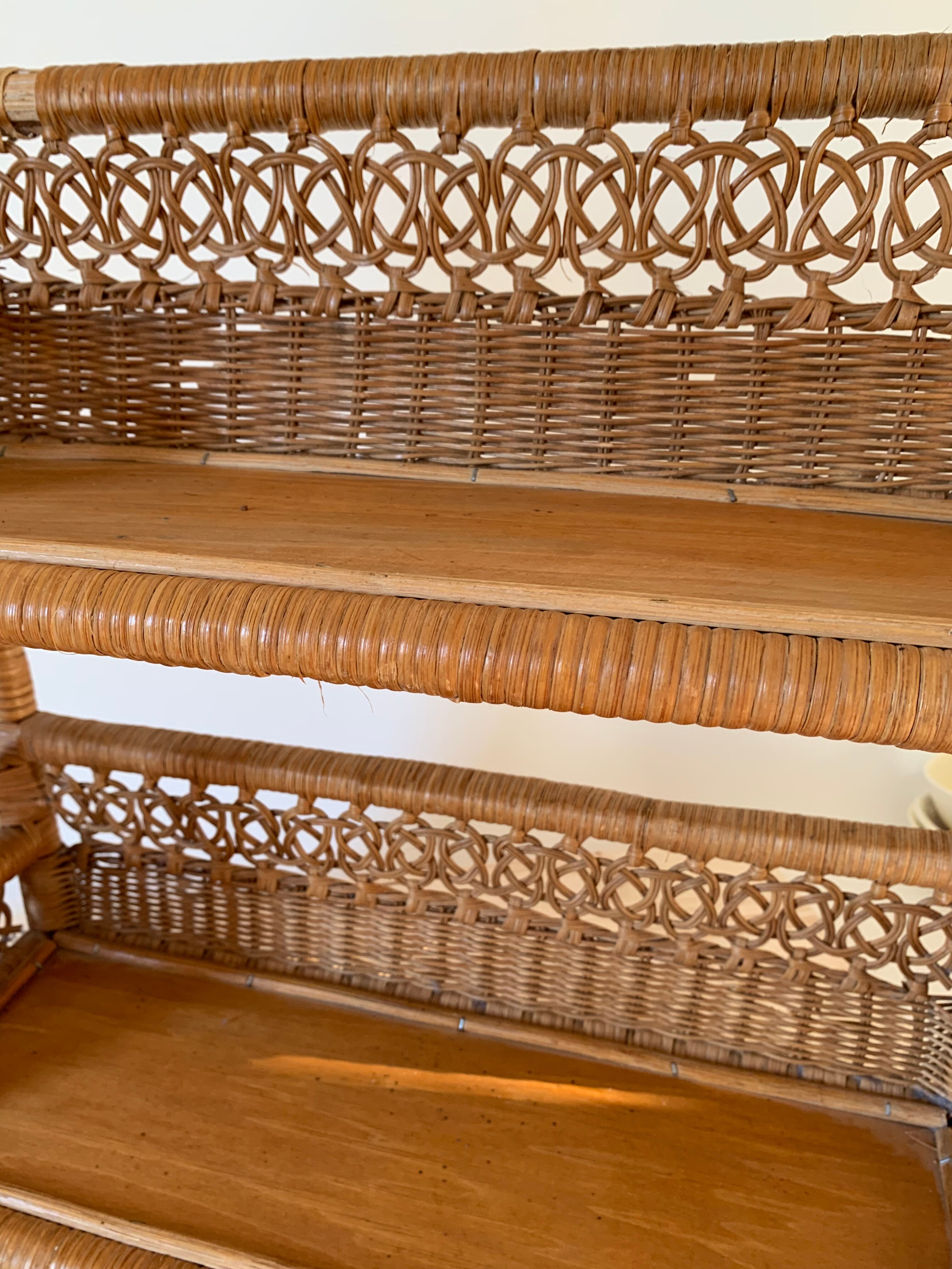 Antique rattan shelf