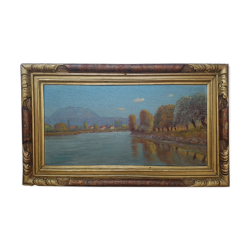 Huile sur toile par Paul Berthier représentant un paysage