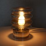 70's smoked glass table lamp