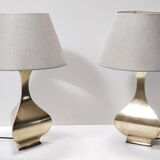 Pair of Postmodern Brass Table Lamps by Montagna Grillo and Tonello, Italy