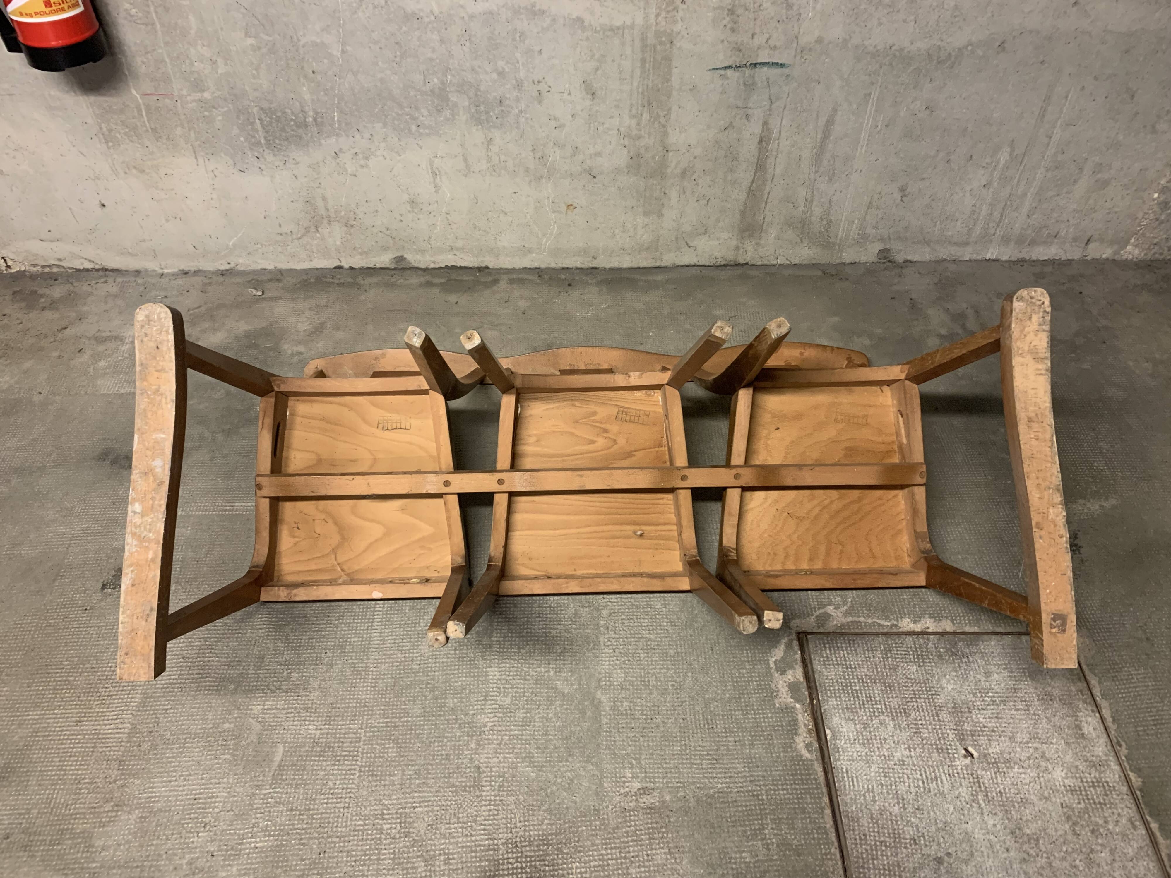 STELLA bench with three Vintage chairs in Retro Wood