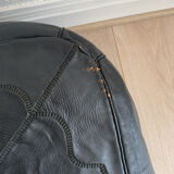 Moroccan vintage square leather pouf