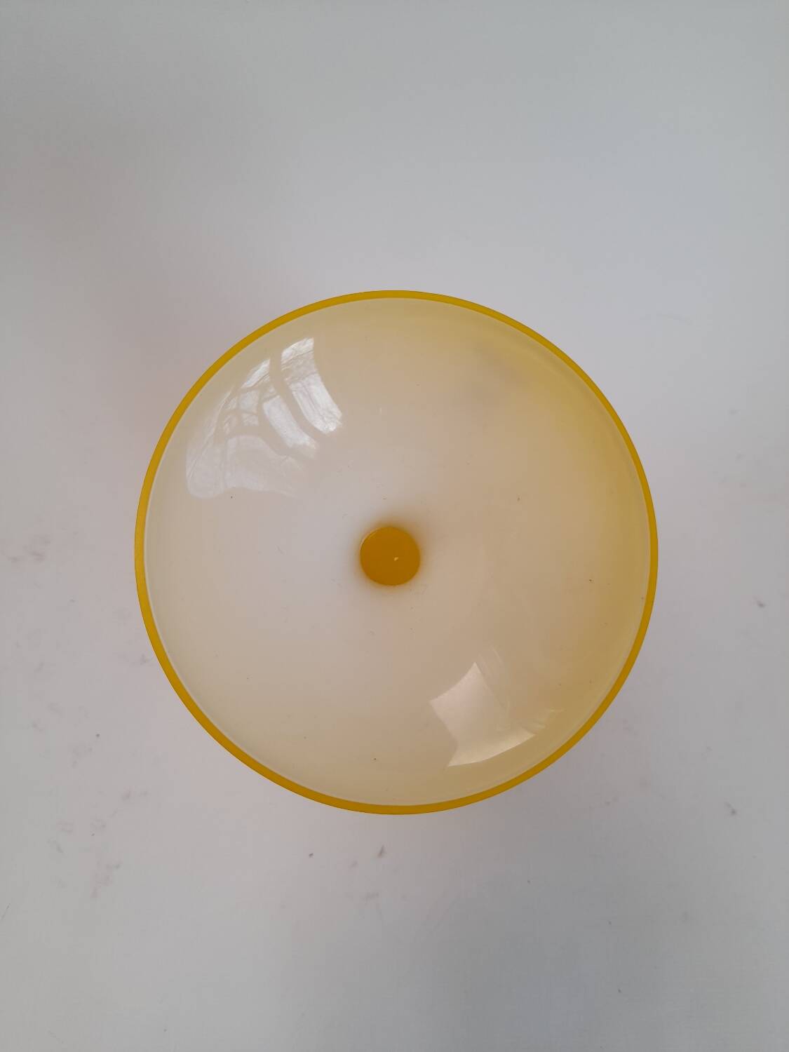 Wobble vase in yellow opaline artisanal glass