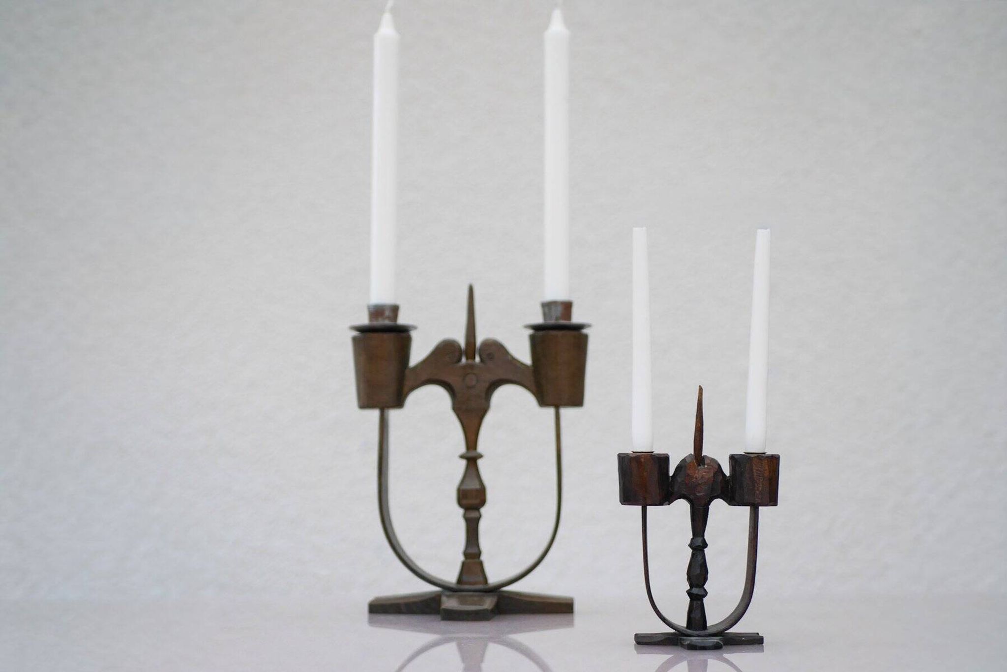 Swedish wooden candleholders from Taserud, 1955, set of 2