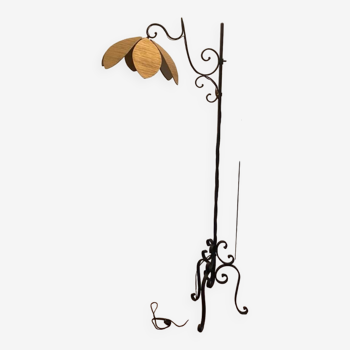 Wrought iron tripod floor lamp & flower lampshade