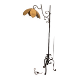 Wrought iron tripod floor lamp & flower lampshade