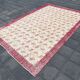 Beige & Burgundy Bordered  Floral Turkish Rug, Neutral Wool Rug, 194x290 Cm