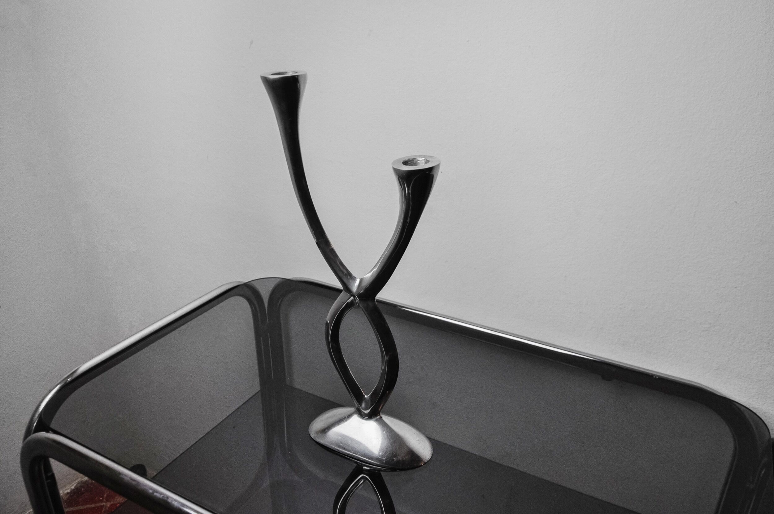 2-arm candlestick by matthew hilton, england, 1980