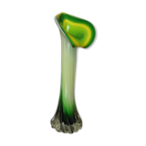 Vase soliflore arum en verre de Murano jaune et vert années 60 70