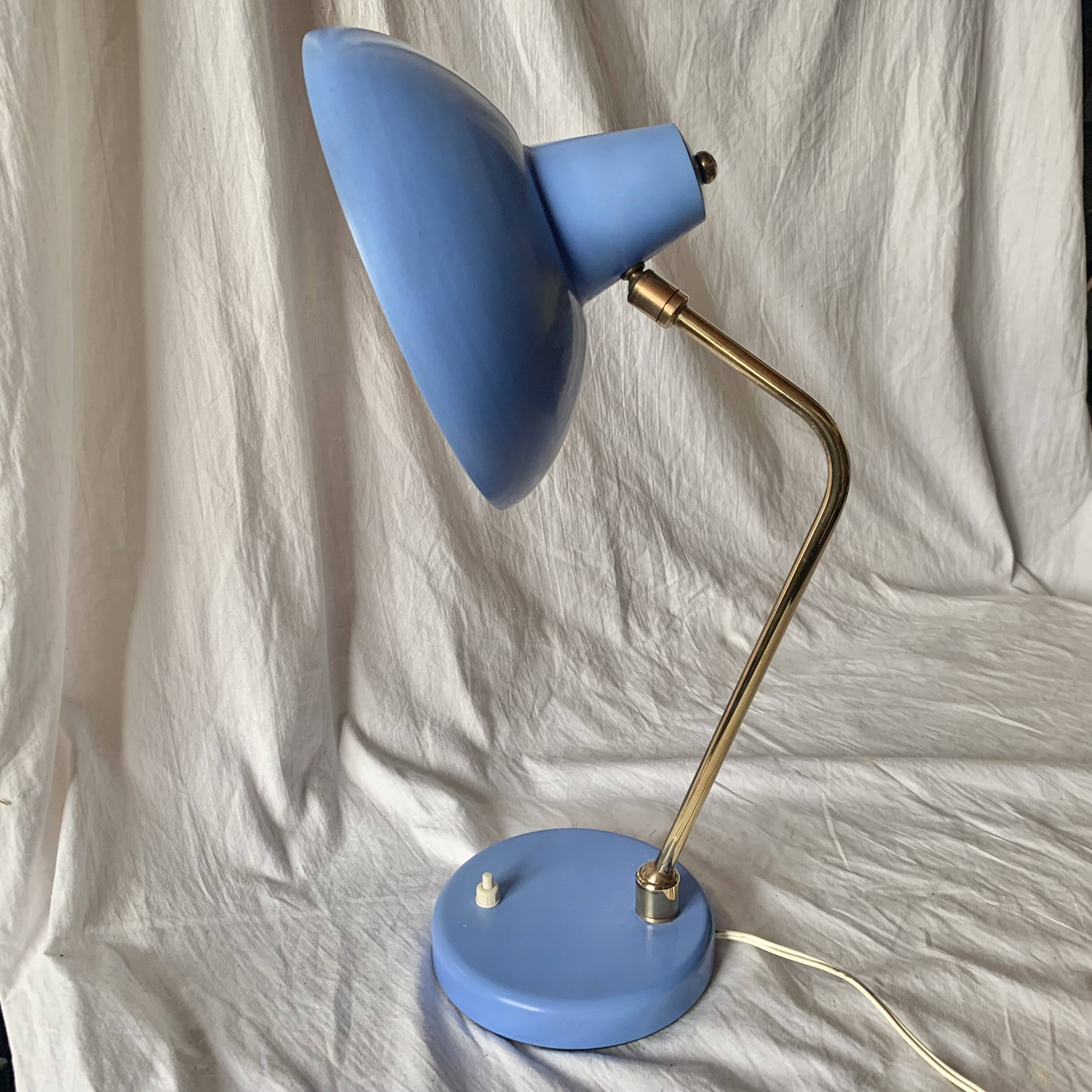 Lampe en métal bleu, 1960