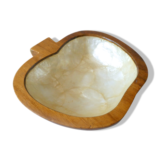 Cup, empty teak and mother-of-pearl pocket, apple shape