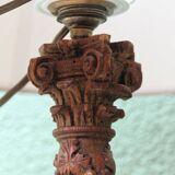 Carved wooden lamp, Corinthian column, 17th century