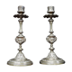 Superb pair of candlesticks with gilded bronze rams Louis XVI style late 19th century