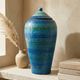 Covered vase Londi for Bitossi, Rimini Blue, ceramic, Italy, 1960