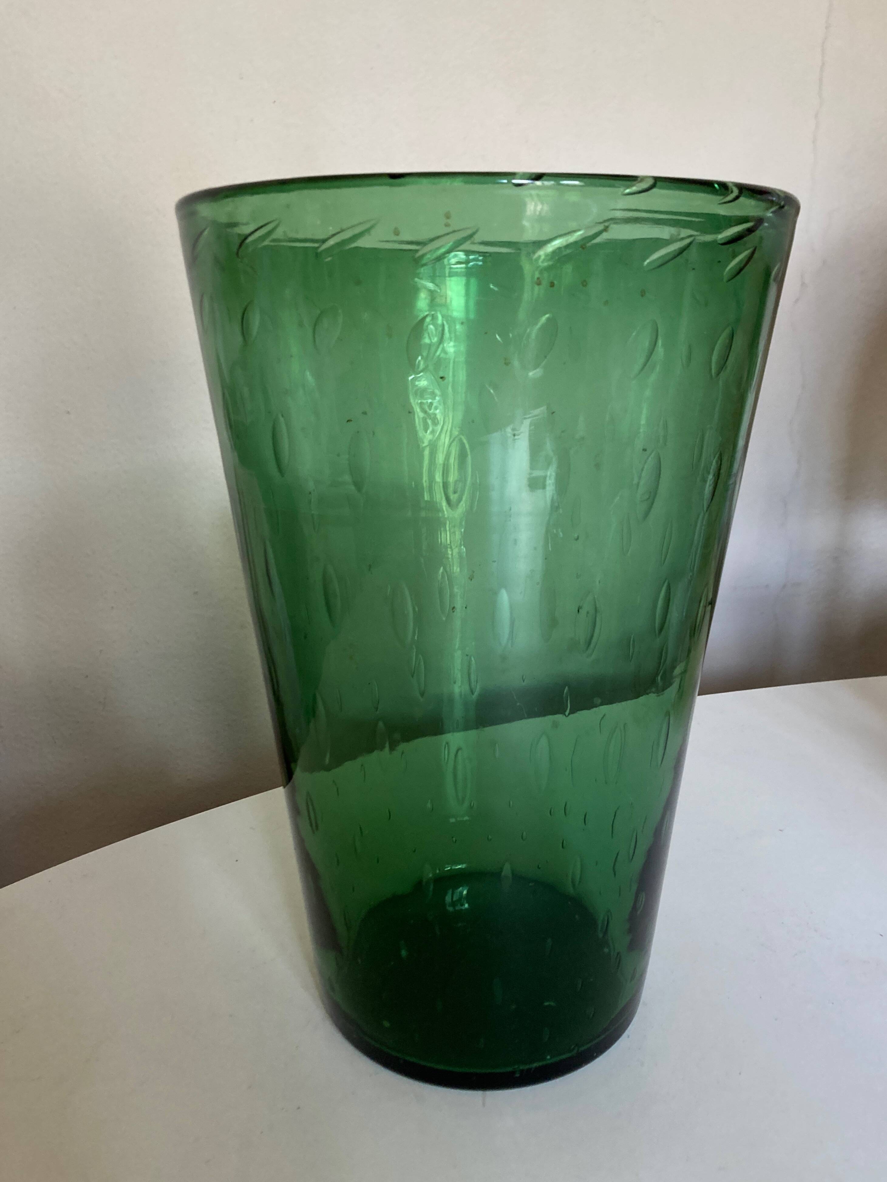 XXXL vase Italian work 1960 in bubble blown Empoli glass