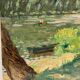Tableau ancien, paysage, bord de rivière, années 50/60