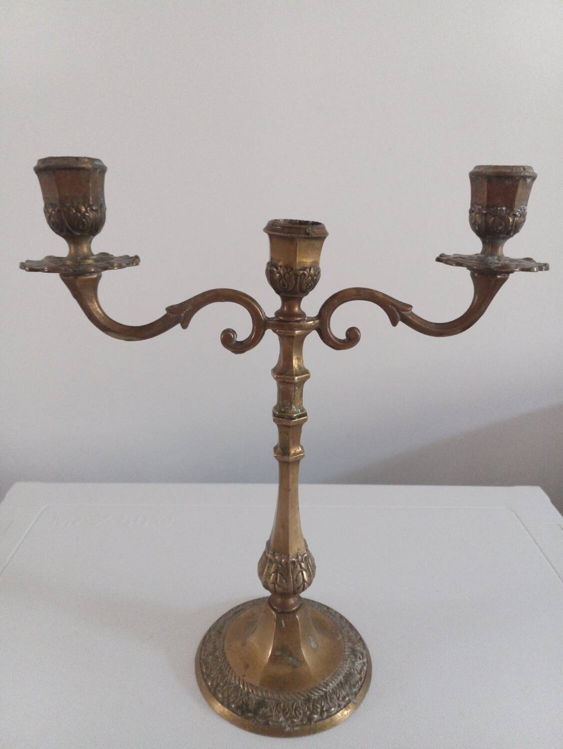 3-light bronze candle holder