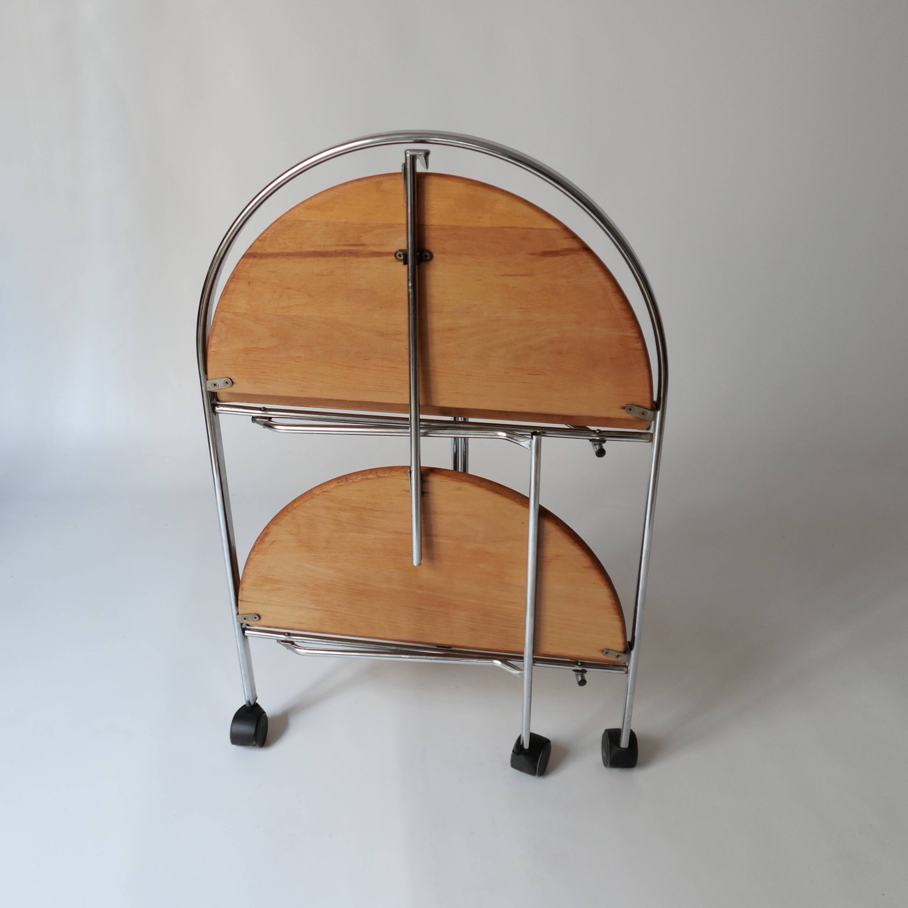 Foldable wooden rolling dessert trolley