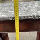 Mahogany console with grey marble top and lion paw feet.