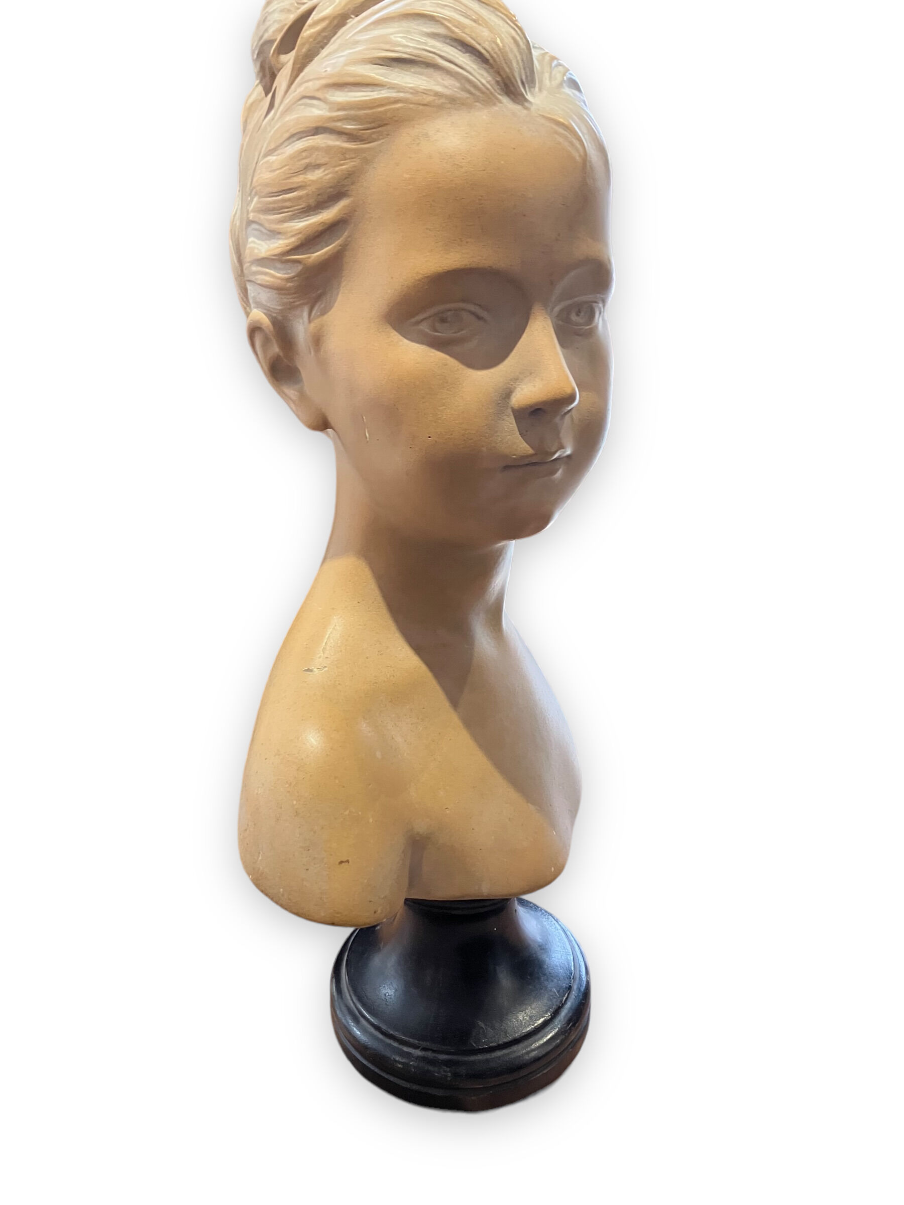 Bust of louise brongniart in patinated plaster after houdon