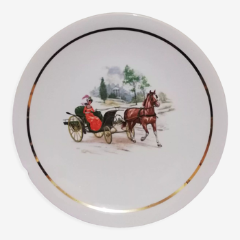 Assiette décorative Luneville Badonviller motif calèches