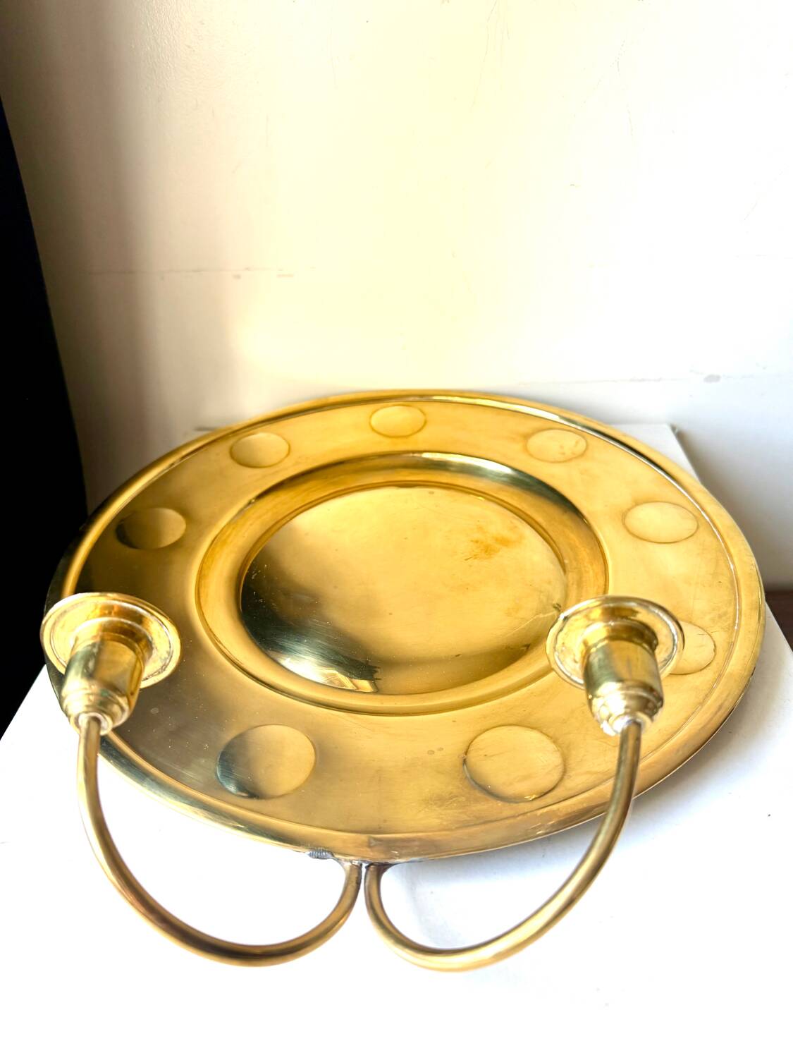 Vintage Wall Double Candle Holder Sconce in Brass