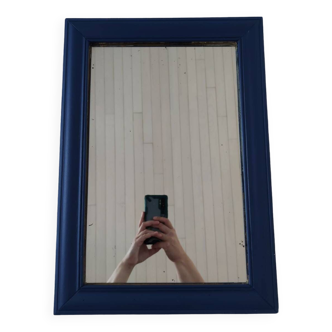 Blue painted wooden mirror