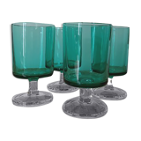Set of 4 green vintage walking glasses