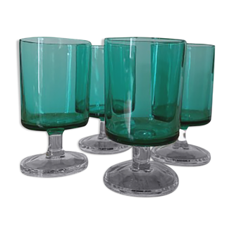 Set of 4 green vintage walking glasses