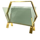 Modern brass magazine rack,  Italy 1970
