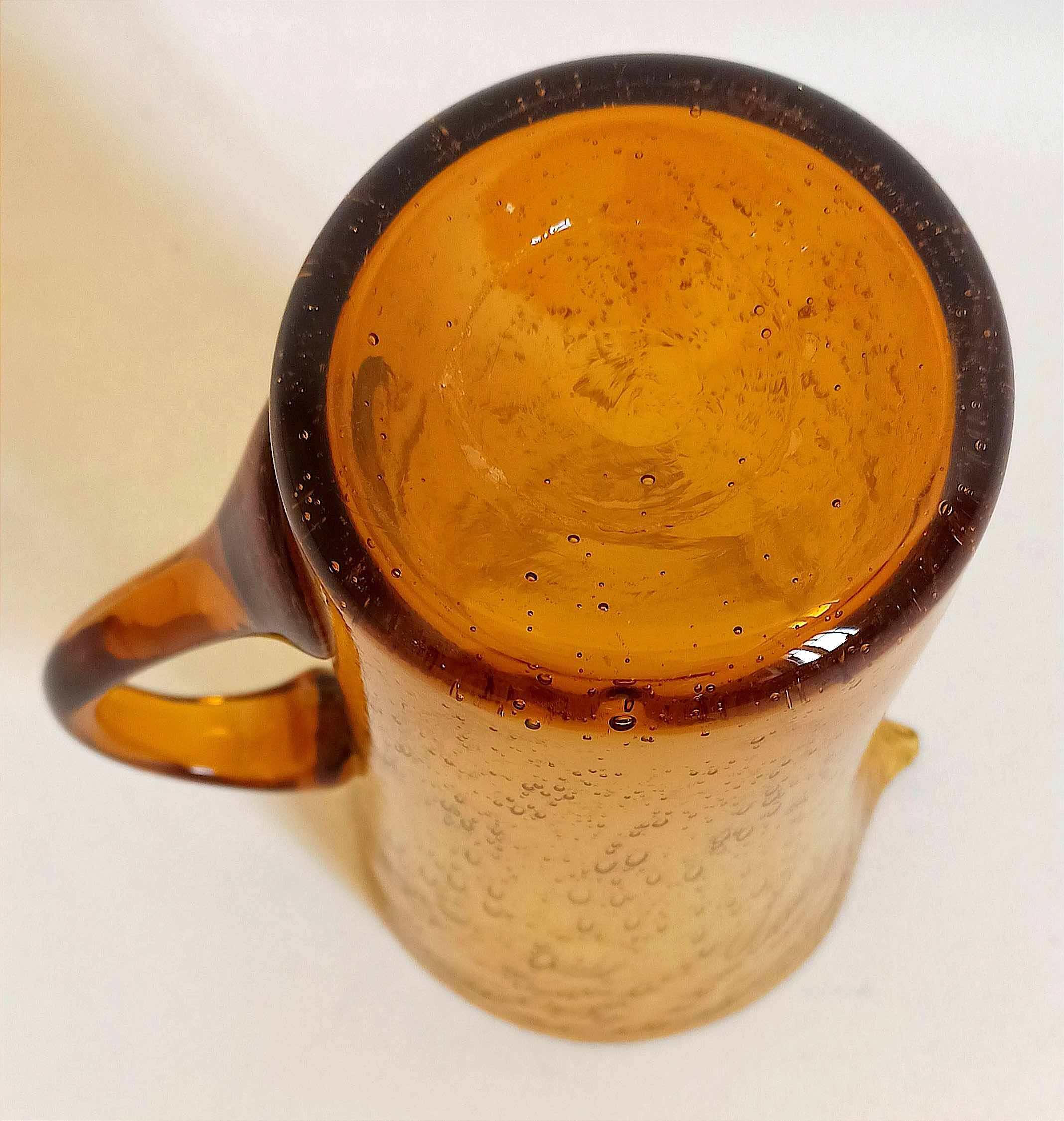 Biot carafe, amber glass, 1970s, height 21 cm
