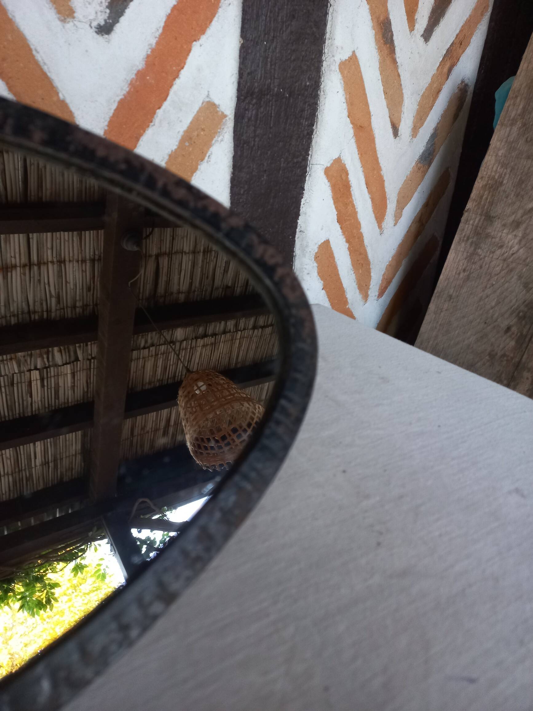 Antique free-form metal mirror